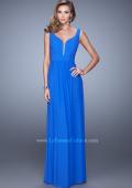 Picture of: Rhinestones V Neck Long Chiffon Prom Dress in Blue, Style: 21150, Detail Picture 2