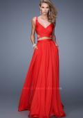 Picture of: Long Two Piece Prom Dress with Iridescent Straps in Red, Style: 21152, Main Picture