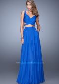 Picture of: Long Two Piece Prom Dress with Iridescent Straps in Blue, Style: 21152, Detail Picture 3