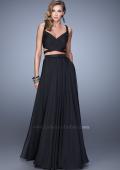 Picture of: Long Two Piece Prom Dress with Iridescent Straps in Black, Style: 21152, Detail Picture 4
