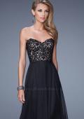 Picture of: Long Chiffon Prom Gown with Jeweled Embroidery in Black, Style: 21153, Detail Picture 1