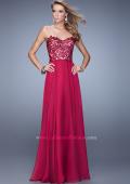 Picture of: Long Chiffon Prom Gown with Jeweled Embroidery in Red, Style: 21153, Detail Picture 2
