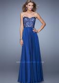 Picture of: Long Chiffon Prom Gown with Jeweled Embroidery in Blue, Style: 21153, Detail Picture 3