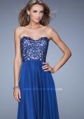 Picture of: Long Chiffon Prom Gown with Jeweled Embroidery in Blue, Style: 21153, Detail Picture 5