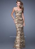 Picture of: Long Fitted Sequin Prom Gown with Back of Dress Slit in Gold, Style: 21155, Main Picture