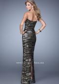 Picture of: Long Fitted Sequin Prom Gown with Back of Dress Slit in Black, Style: 21155, Back Picture