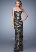 Picture of: Long Fitted Sequin Prom Gown with Back of Dress Slit in Black, Style: 21155, Detail Picture 1