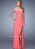 Picture of: Long Jersey Dress with Embellished Sheer Cut Outs in Coral, Style: 21157, Main Picture