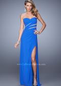 Picture of: Long Jersey Dress with Embellished Sheer Cut Outs in Blue, Style: 21157, Detail Picture 1