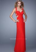 Picture of: Long Gathered Bodice Prom Dress with Cut Out Straps in Red, Style: 21160, Main Picture