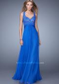 Picture of: Long Jewel Encrusted Lace Bodice Prom Dress in Blue, Style: 21166, Main Picture