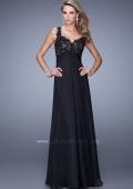 Picture of: Long Jewel Encrusted Lace Bodice Prom Dress in Black, Style: 21166, Detail Picture 1