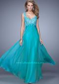 Picture of: Long Jewel Encrusted Lace Bodice Prom Dress in Green, Style: 21166, Detail Picture 3