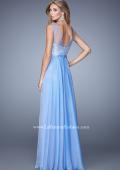 Picture of: Sequined Bodice Long Prom Dress with Sheer Overlay in Blue, Style: 21176, Back Picture
