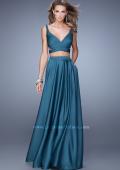 Picture of: Two Piece Satin Prom Dress with Pleats and Pockets in Teal, Style: 21178, Detail Picture 3