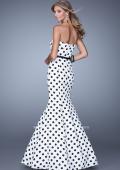 Picture of: Polka Dot Mermaid Prom Dress with Bow Belt in Print, Style: 21180, Back Picture