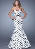 Picture of: Polka Dot Mermaid Prom Dress with Bow Belt in Print, Style: 21180, Detail Picture 1