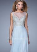 Picture of: Embroidered Bodice Long Prom Gown with Scoop Neck in Blue, Style: 21182, Main Picture