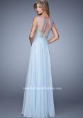 Picture of: Embroidered Bodice Long Prom Gown with Scoop Neck in Blue, Style: 21182, Back Picture