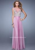 Picture of: Embroidered Bodice Long Prom Gown with Scoop Neck in Purple, Style: 21182, Detail Picture 2