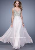 Picture of: Embroidered Bodice Long Prom Gown with Scoop Neck in Blush, Style: 21182, Detail Picture 3