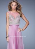 Picture of: Embroidered Bodice Long Prom Gown with Scoop Neck in Purple, Style: 21182, Detail Picture 5