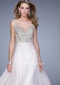 Picture of: Embroidered Bodice Long Prom Gown with Scoop Neck in Blush, Style: 21182, Detail Picture 6