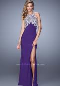 Picture of: Halter Prom Dress with Embroidery and Open Back in Purple, Style: 21183, Detail Picture 2
