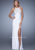 Picture of: Halter Prom Dress with Embroidery and Open Back in White, Style: 21183, Detail Picture 3
