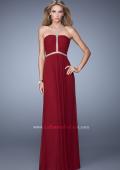 Picture of: Sheer Back Jersey Prom Dress with Rhinestones in Red, Style: 21185, Main Picture
