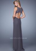 Picture of: High Scoop Neckline Prom Dress with Diamond Back in Gray, Style: 21187, Back Picture