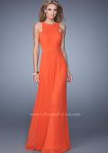 Picture of: High Scoop Neckline Prom Dress with Diamond Back in Orange, Style: 21187, Detail Picture 1