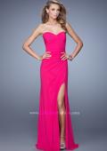 Picture of: Modern Long Prom Dress with Ruched Bodice and Slit in Pink, Style: 21193, Detail Picture 1
