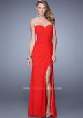 Picture of: Modern Long Prom Dress with Ruched Bodice and Slit in Red, Style: 21193, Detail Picture 2