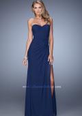 Picture of: Modern Long Prom Dress with Ruched Bodice and Slit in Navy, Style: 21193, Detail Picture 5