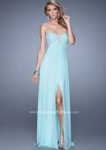 Picture of: Strapless Prom Dress with Embroidery and Center Slit in Aqua, Style: 21199, Detail Picture 3