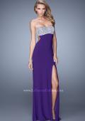 Picture of: Long Jersey Prom Dress with Beading and Split Straps in Purple, Style: 21200, Main Picture