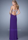 Picture of: Long Jersey Prom Dress with Beading and Split Straps in Purple, Style: 21200, Back Picture