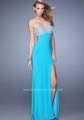 Picture of: Long Jersey Prom Dress with Beading and Split Straps in Aqua, Style: 21200, Detail Picture 5
