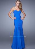 Picture of: Rhinestone Long Prom Gown with Gathering in Blue, Style: 21203, Detail Picture 1