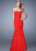 Picture of: Rhinestone Long Prom Gown with Gathering in Red, Style: 21203, Detail Picture 3