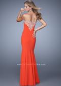 Picture of: Long Jersey Prom Dress with Flared Skirt and Stones in Red, Style: 21204, Back Picture