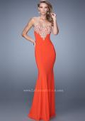 Picture of: Long Jersey Prom Dress with Flared Skirt and Stones in Red, Style: 21204, Detail Picture 3