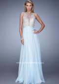 Picture of: Embellished Long Prom Gown with Plunging Neckline in Blue, Style: 21212, Detail Picture 3