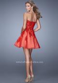 Picture of: Short Tulle Cocktail Dress with Lace Appliques and Pockets in Red, Style: 21213, Back Picture