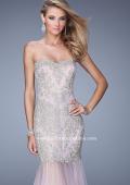 Picture of: Embroidered Mermaid Dress with Sheer Tulle Skirt in Pink, Style: 21216, Main Picture