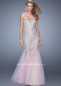 Picture of: Embroidered Mermaid Dress with Sheer Tulle Skirt in Pink, Style: 21216, Detail Picture 1