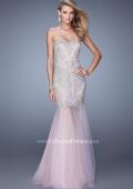 Picture of: Embroidered Mermaid Dress with Sheer Tulle Skirt in Pink, Style: 21216, Detail Picture 2