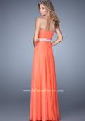 Picture of: Long Chiffon Prom Dress with Pearl and Rhinestone Belt in Orange, Style: 21218, Back Picture
