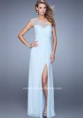 Picture of: Long One Shoulder Jersey Prom Dress with Embroidery in Mint, Style: 21219, Detail Picture 1
